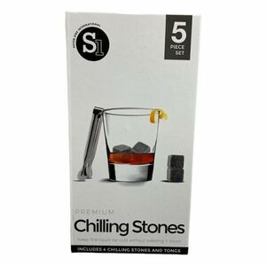 Premium Marble Chilling Stones Set of 4 & Tongs